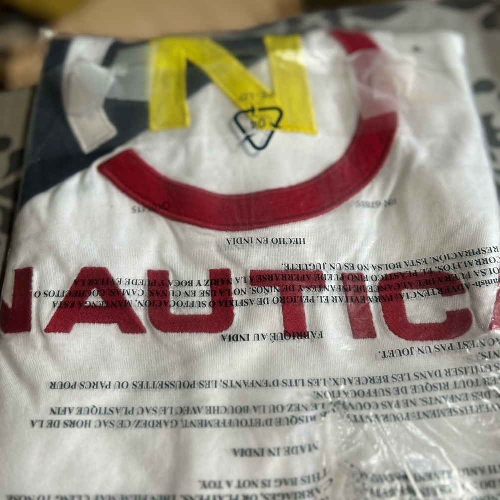 Nautica White and Red Graphic T-Shirt